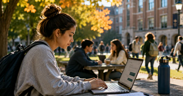AI created student with laptop