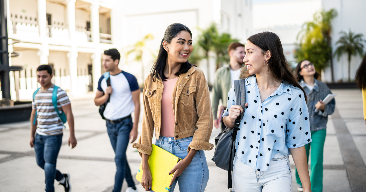 Students talking on campus